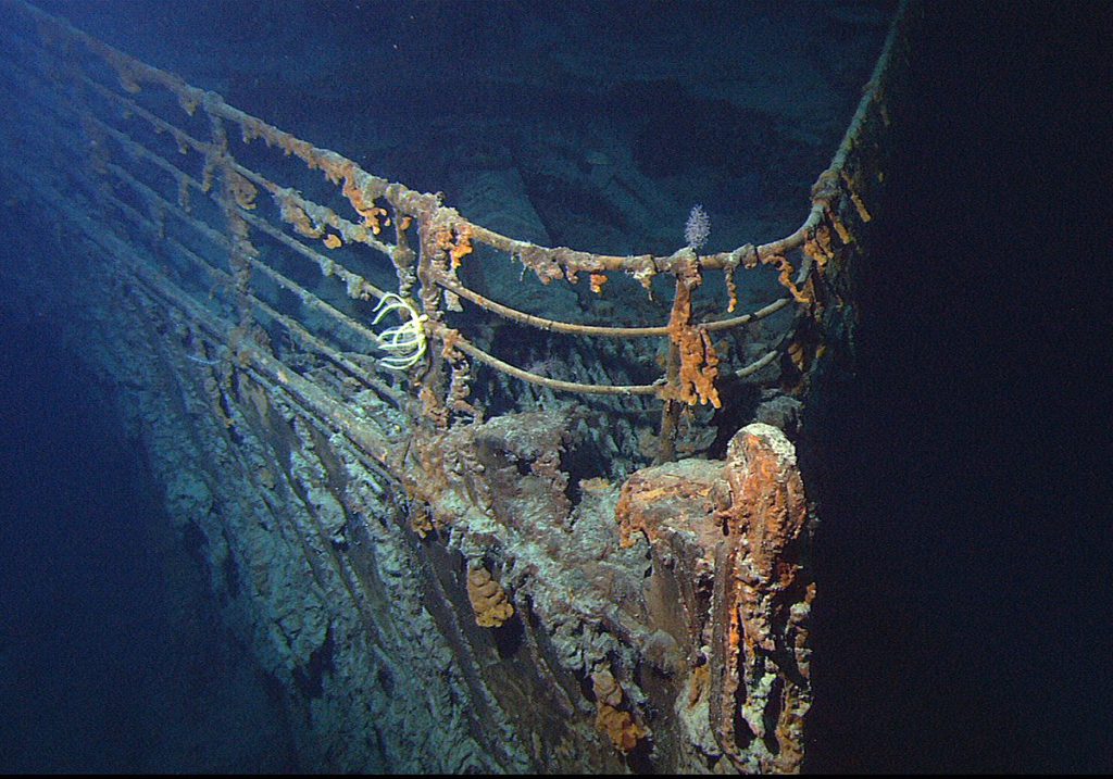 Ett rostigt vrak efter Titanic