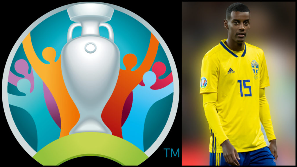 Collage på fotbolls-em logo och Alexander Isak