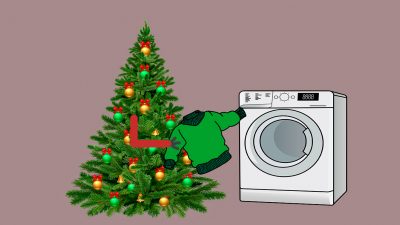 En julgran som tvättar