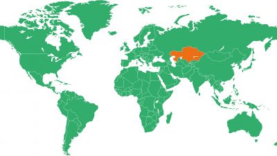 Kazakstan på en världskarta.
